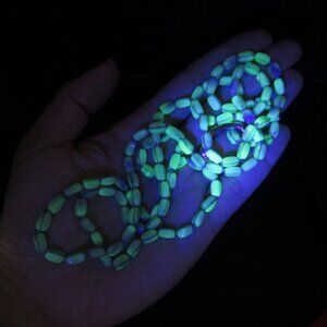 Uranium glass vintage bead necklace